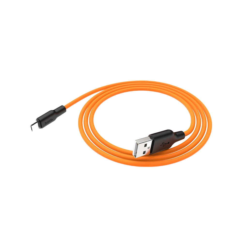 Кабель HOCO X21 Plus USB - micro USB cable, 1м, 2.4A, чёрно-оранжевый